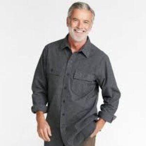 L.L. Bean Heavy Chamois Long Sleeve Button Down Overshirt GREEN Large Reg